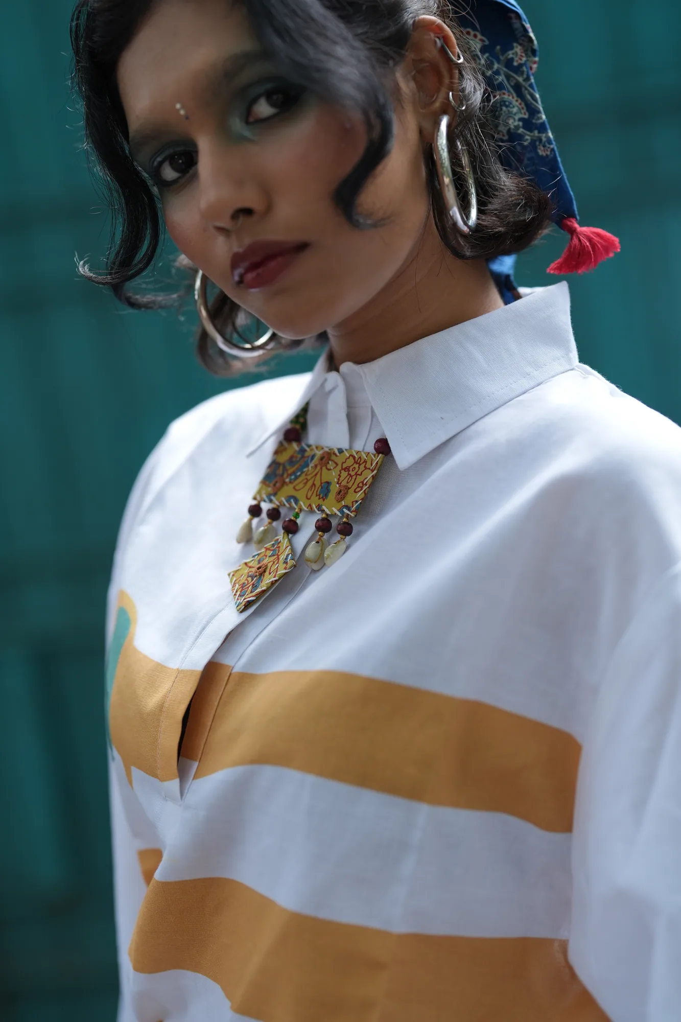 White & Ochre Stripe Shirt